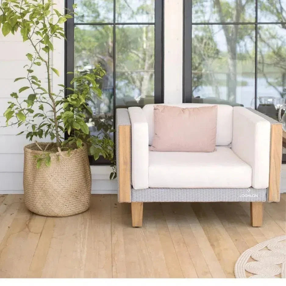 Catalina Lounge Chair All Weather Wicker &amp; Teak Wood - LOOMLAN - Lloyd Flanders - Outdoor Lounge Chairs