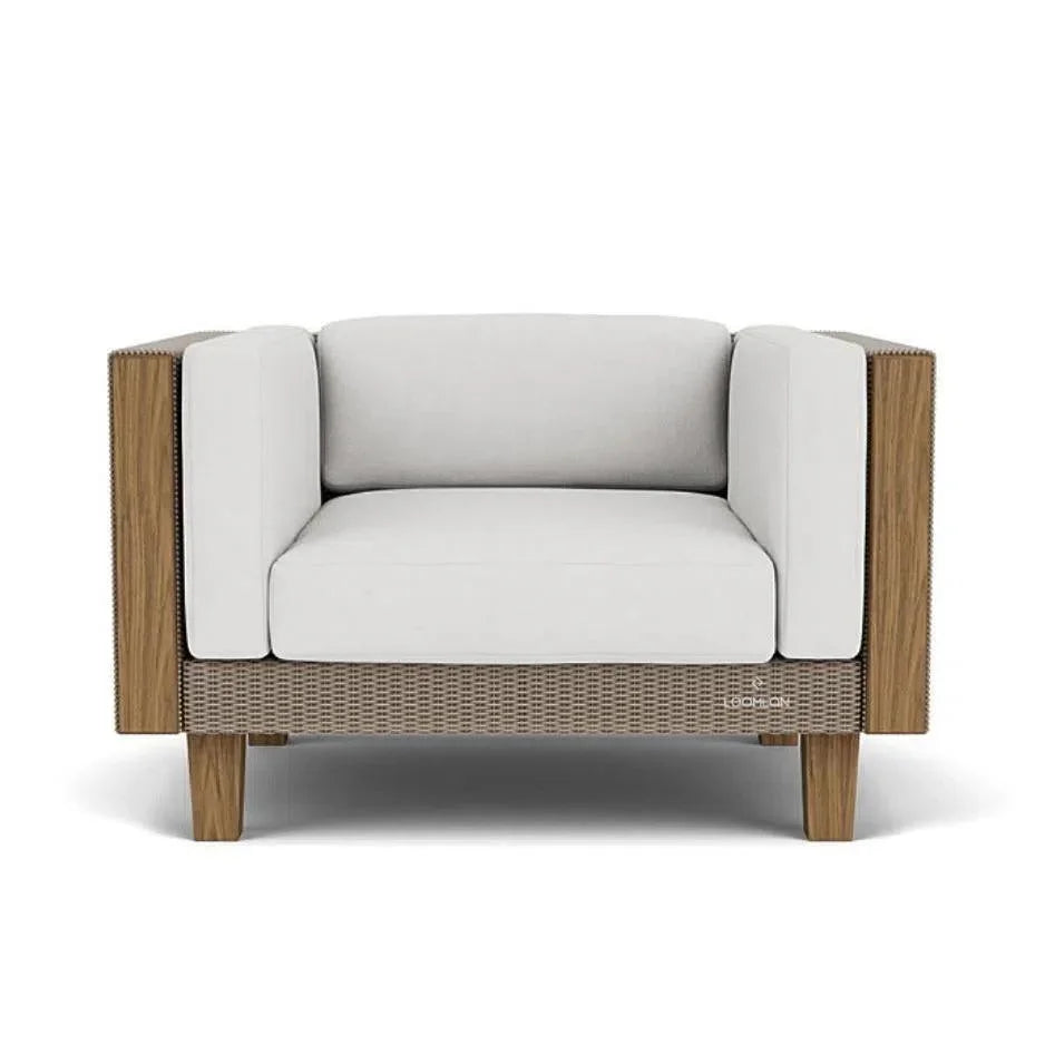 Catalina Lounge Chair All Weather Wicker & Teak Wood - LOOMLAN - Lloyd Flanders - Outdoor Lounge Chairs