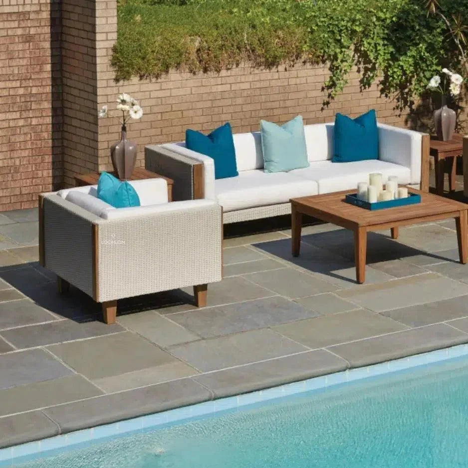 Catalina Lounge Chair All Weather Wicker &amp; Teak Wood - LOOMLAN - Lloyd Flanders - Outdoor Lounge Chairs