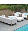 Lloyd Flanders Catalina Ottoman All Weather Wicker & Teak Wood