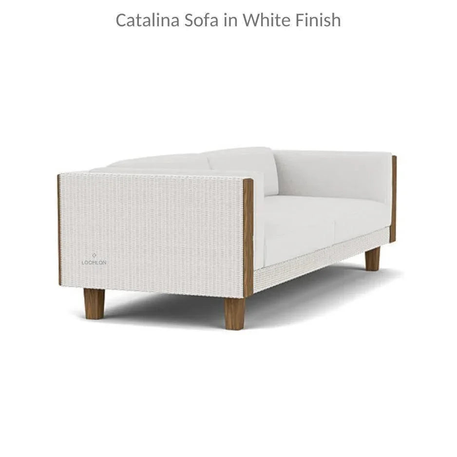 Catalina Wicker 90" Sofa Teak Tables Made USA - LOOMLAN - Lloyd Flanders - Outdoor Lounge Sets