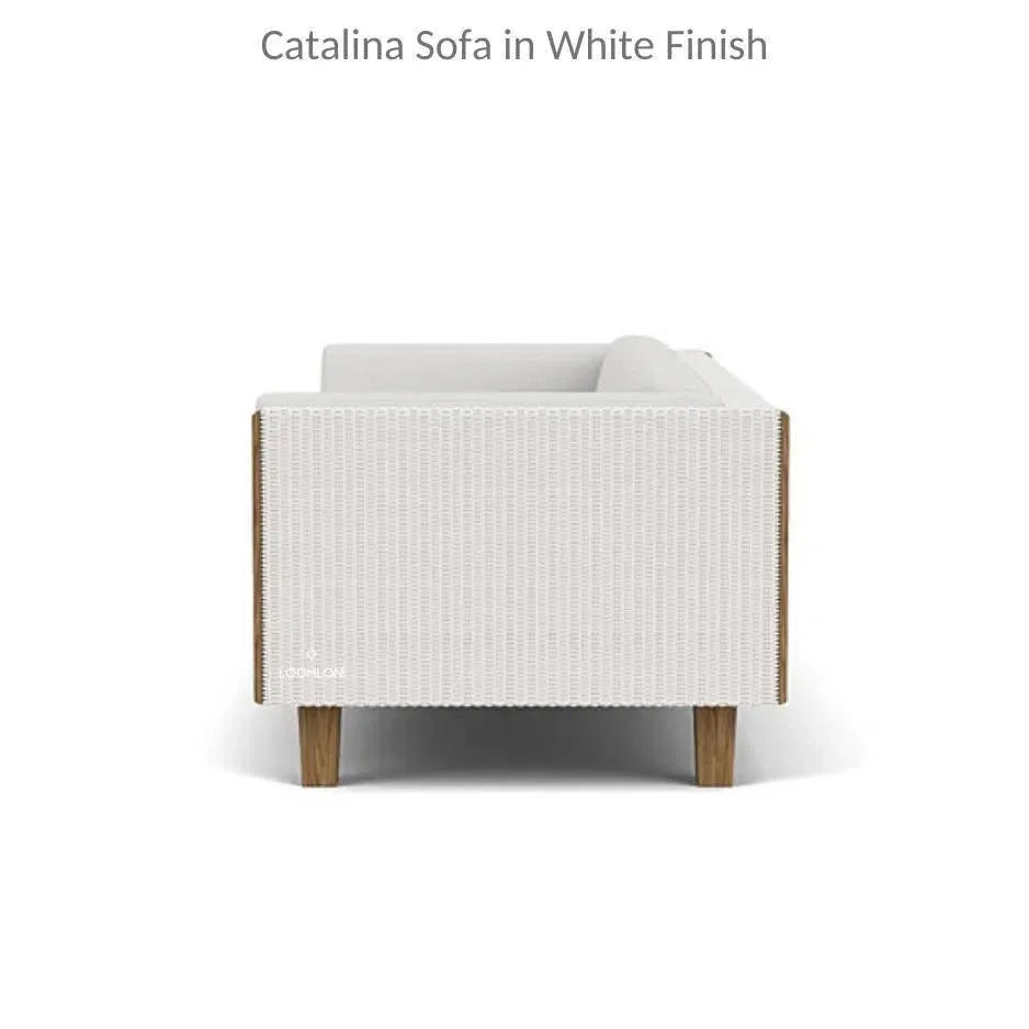 Catalina Wicker 90" Sofa Teak Tables Made USA - LOOMLAN - Lloyd Flanders - Outdoor Lounge Sets