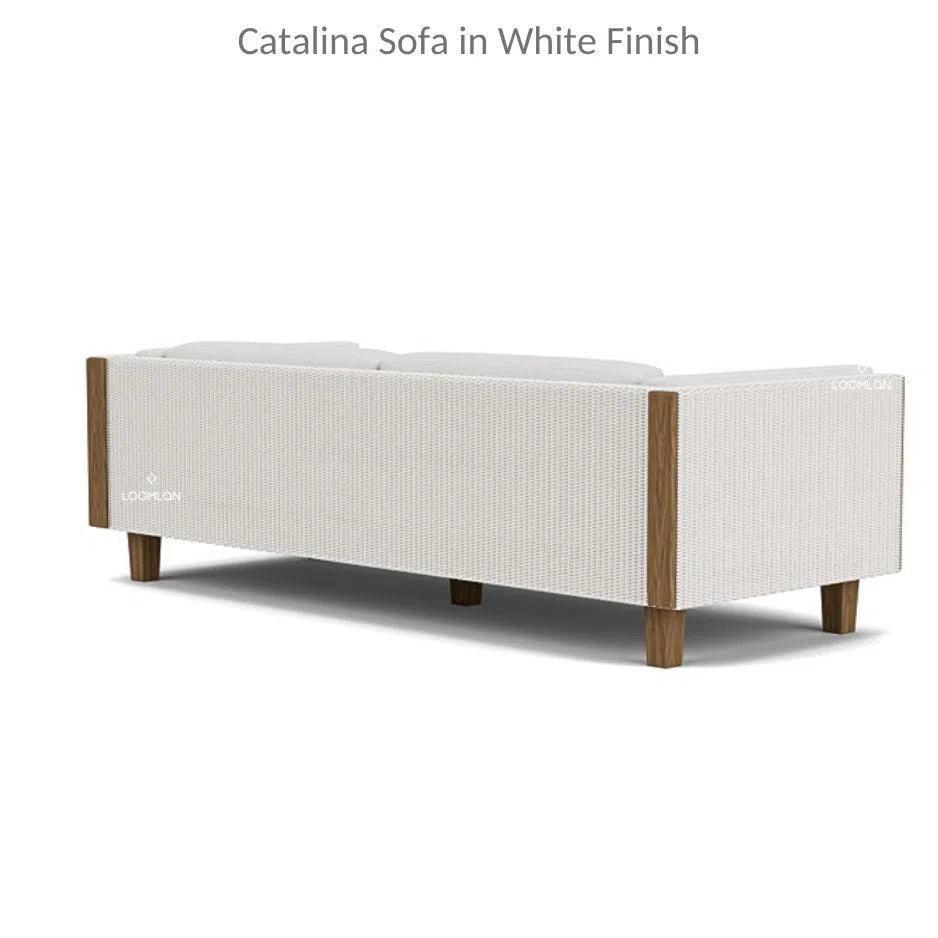 Catalina Wicker 90" Sofa Teak Tables Made USA - LOOMLAN - Lloyd Flanders - Outdoor Lounge Sets