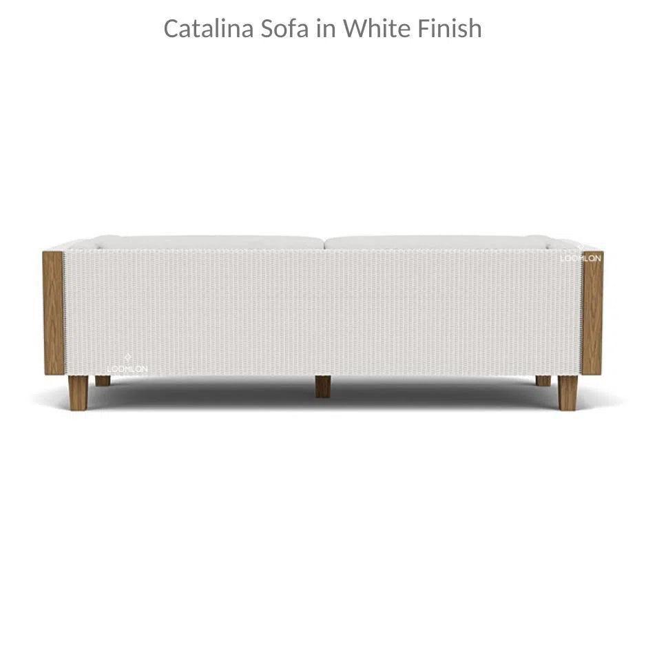 Catalina Wicker 90" Sofa Teak Tables Made USA - LOOMLAN - Lloyd Flanders - Outdoor Lounge Sets