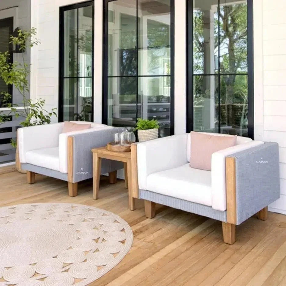 Catalina Wicker Lounge Chairs Set Teak Accent Table - LOOMLAN - Lloyd Flanders - Outdoor Lounge Sets