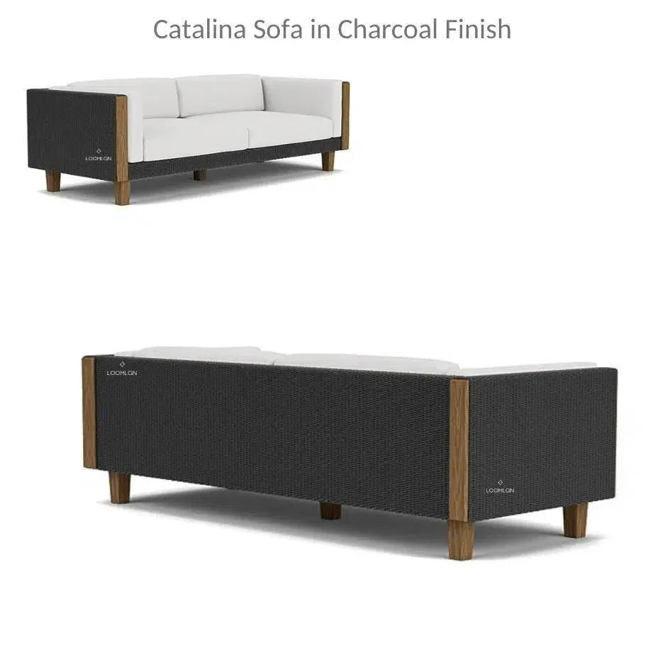 Catalina Wicker Lounge Set Teak Tables Made USA - LOOMLAN - Lloyd Flanders - Outdoor Lounge Sets