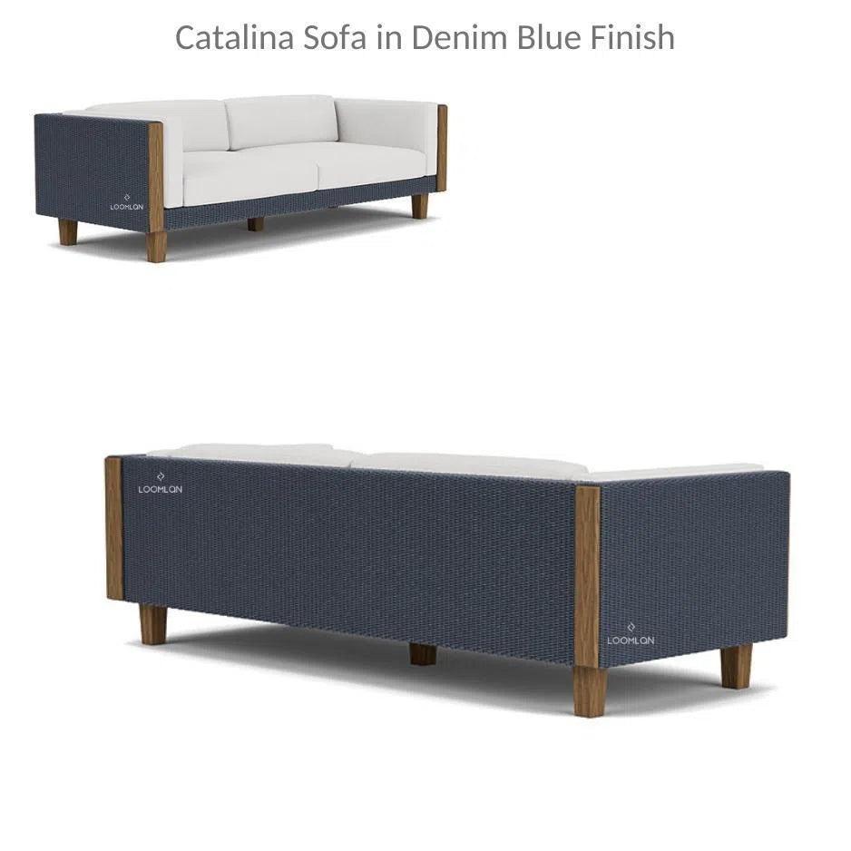 Catalina Wicker Lounge Set Teak Tables Made USA - LOOMLAN - Lloyd Flanders - Outdoor Lounge Sets