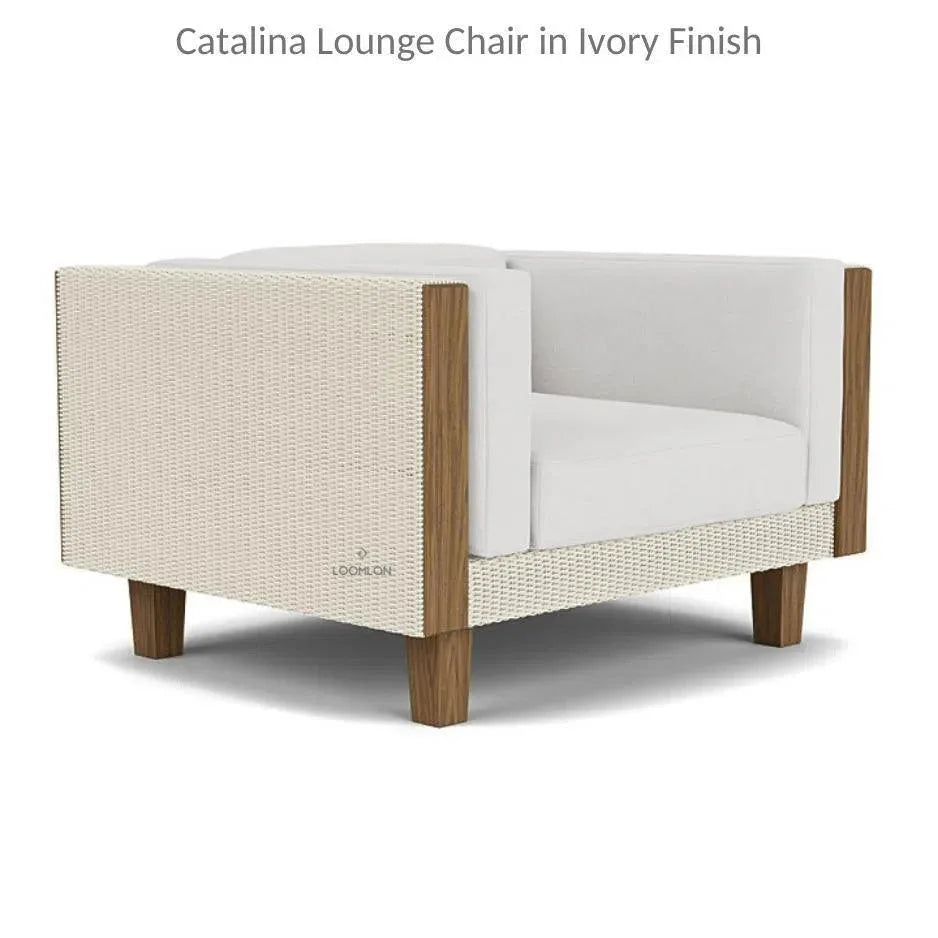 Catalina Wicker Lounge Set Teak Tables Made USA - LOOMLAN - Lloyd Flanders - Outdoor Lounge Sets