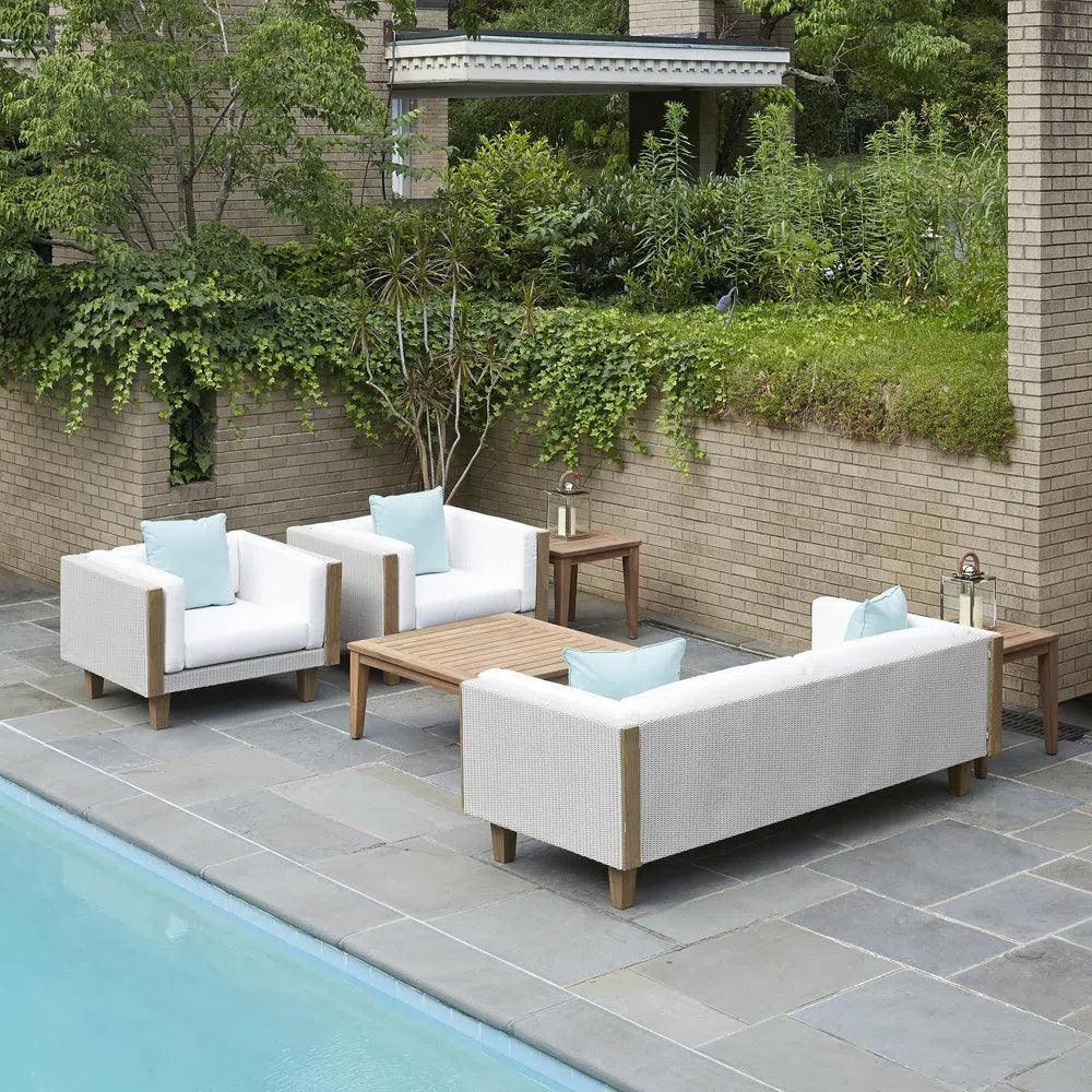 Catalina Wicker Lounge Set Teak Tables Made USA - LOOMLAN - Lloyd Flanders - Outdoor Lounge Sets