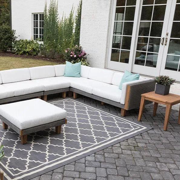 Catalina Wicker Sectional Ottoman & End Table Patio Set - LOOMLAN - Lloyd Flanders - Outdoor Lounge Sets