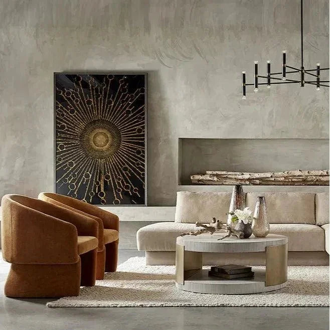 Cavette Coffee Table Concrete Top Brass - LOOMLAN - SUNPAN - Outdoor Coffee Tables