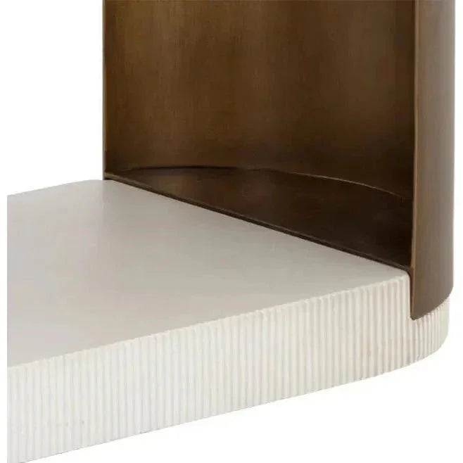 Cavette Console Table White Concrete Brass Steel - LOOMLAN - SUNPAN - Outdoor Console Tables