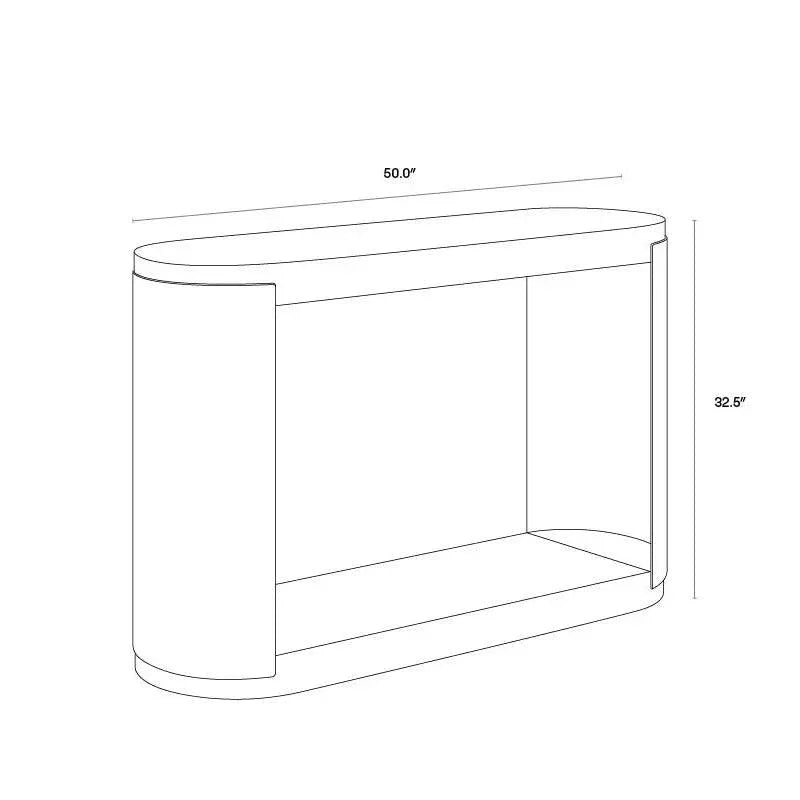 Cavette Console Table White Concrete Brass Steel - LOOMLAN - SUNPAN - Outdoor Console Tables