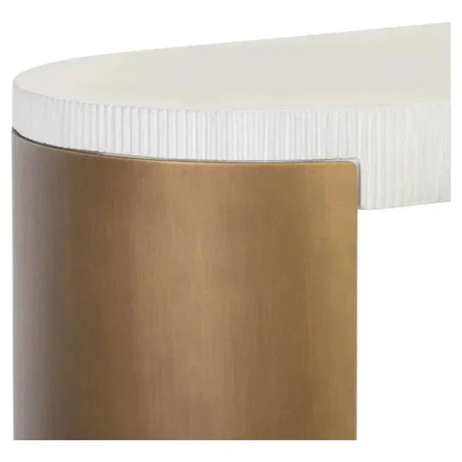 Cavette Console Table White Concrete Brass Steel - LOOMLAN - SUNPAN - Outdoor Console Tables