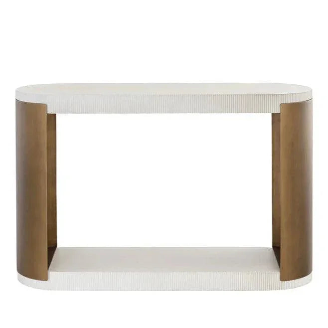 Cavette Console Table White Concrete Brass Steel - LOOMLAN - SUNPAN - Outdoor Console Tables