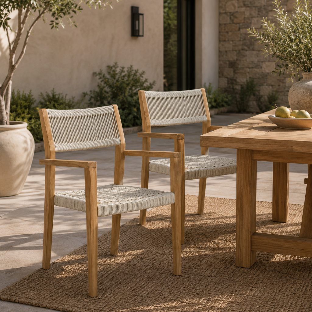 Quinn Wooden Patio Dining Arm Chair - view 3