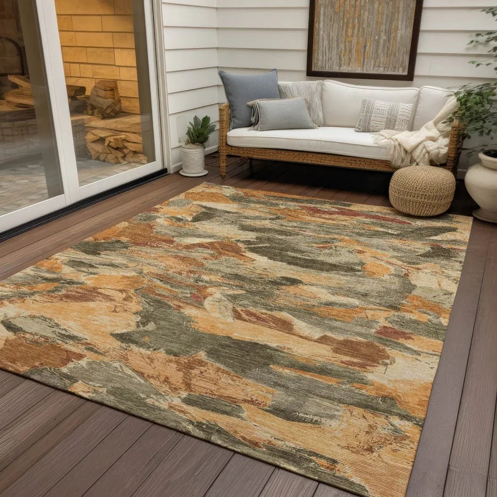 LOOMLAN Rugs Celantha Orange Washable Indoor-Outdoor Rug