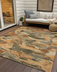 LOOMLAN Rugs Celantha Orange Washable Indoor-Outdoor Rug
