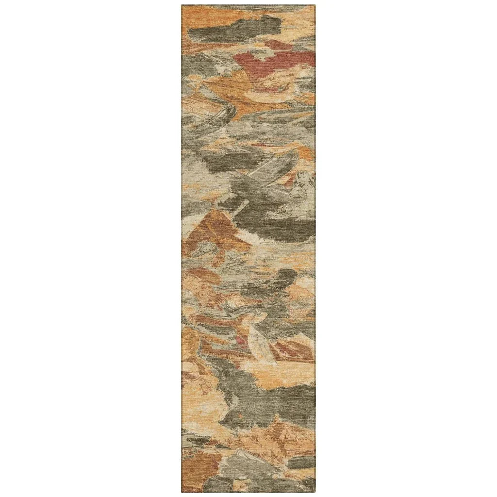 LOOMLAN Rugs Celantha Orange Washable Indoor-Outdoor Rug