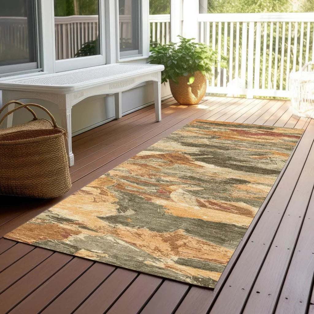 LOOMLAN Rugs Celantha Orange Washable Indoor-Outdoor Rug