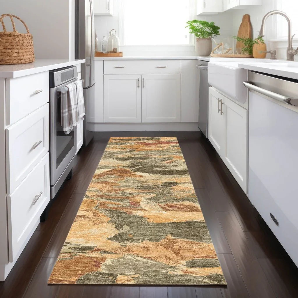 LOOMLAN Rugs Celantha Orange Washable Indoor-Outdoor Rug