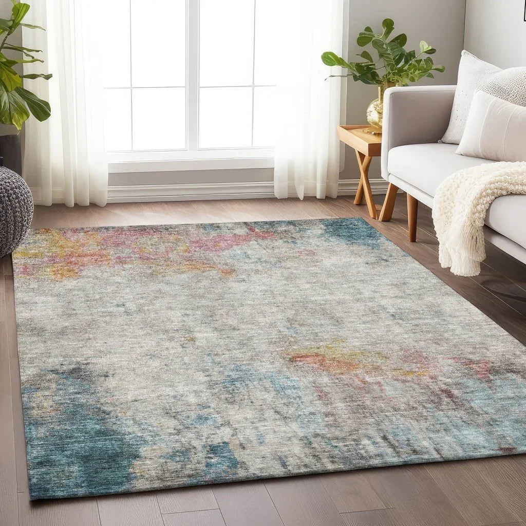 LOOMLAN Rugs Celera Teal Washable Indoor-Outdoor Rug