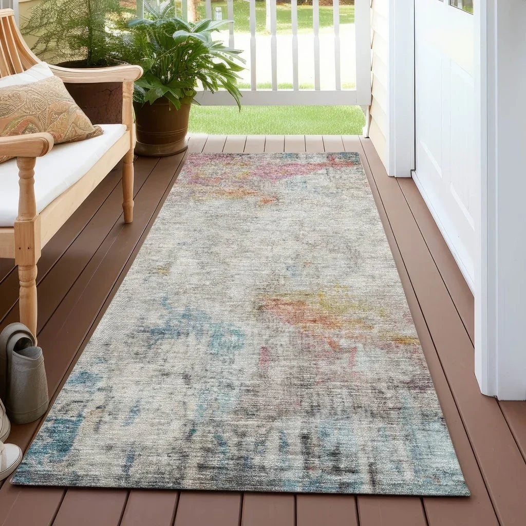 LOOMLAN Rugs Celera Teal Washable Indoor-Outdoor Rug