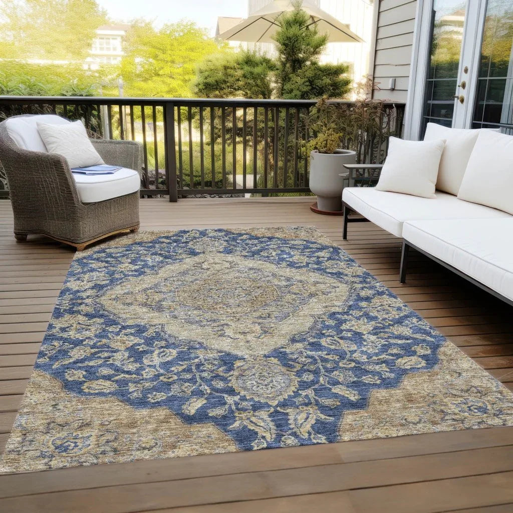 LOOMLAN Rugs Celia Blue Washable Indoor-Outdoor Rug