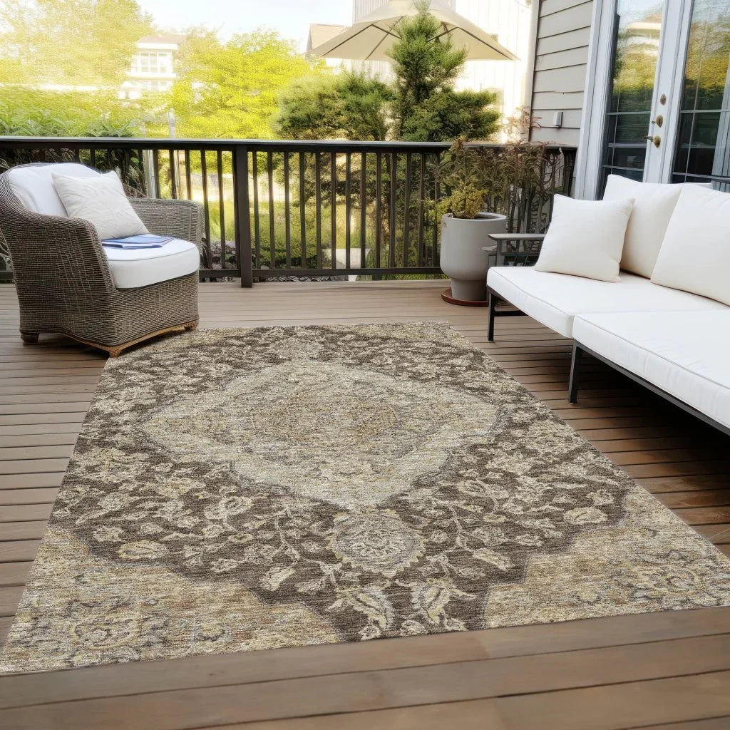 LOOMLAN Rugs Celia Brown Washable Indoor-Outdoor Rug