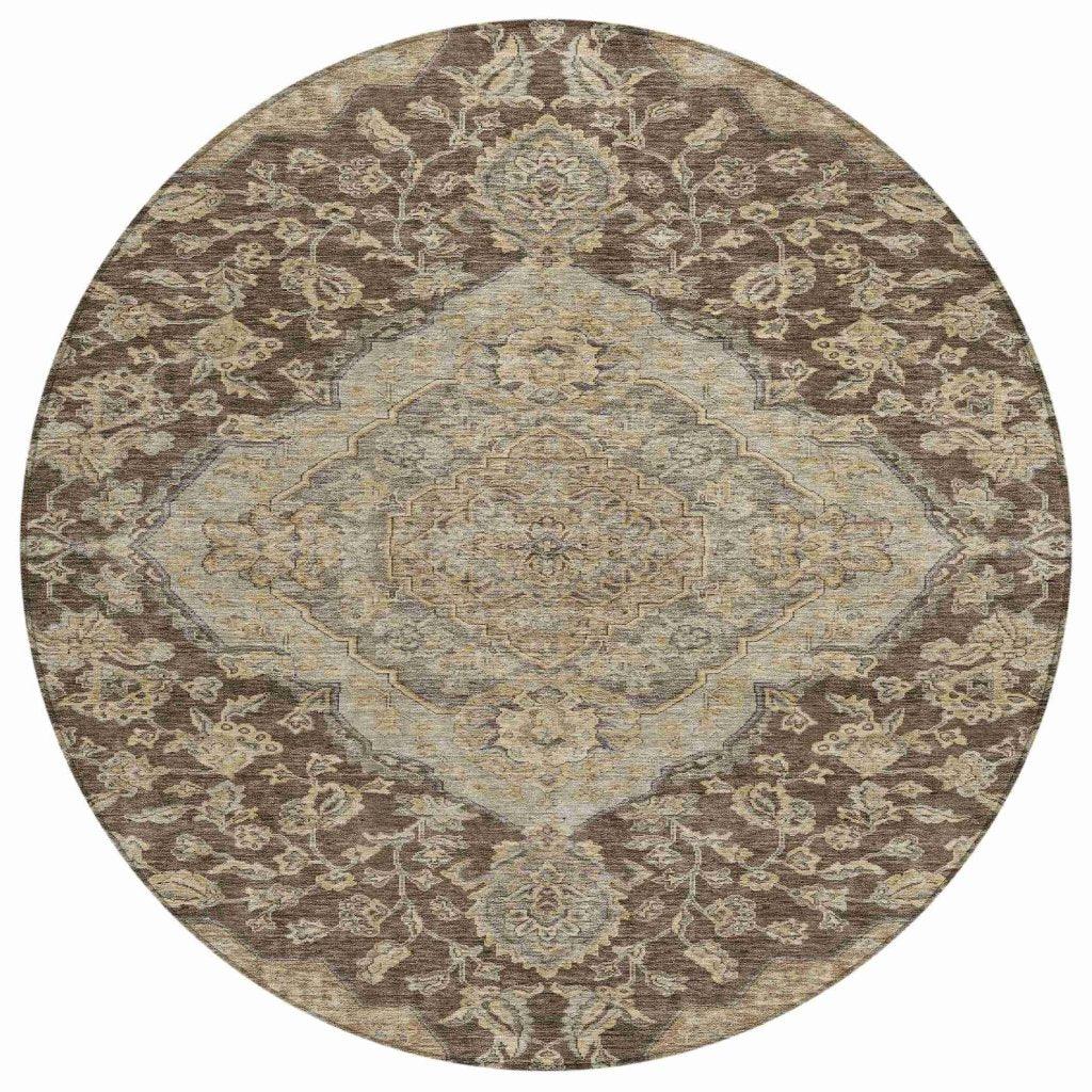 LOOMLAN Rugs Celia Brown Washable Indoor-Outdoor Rug