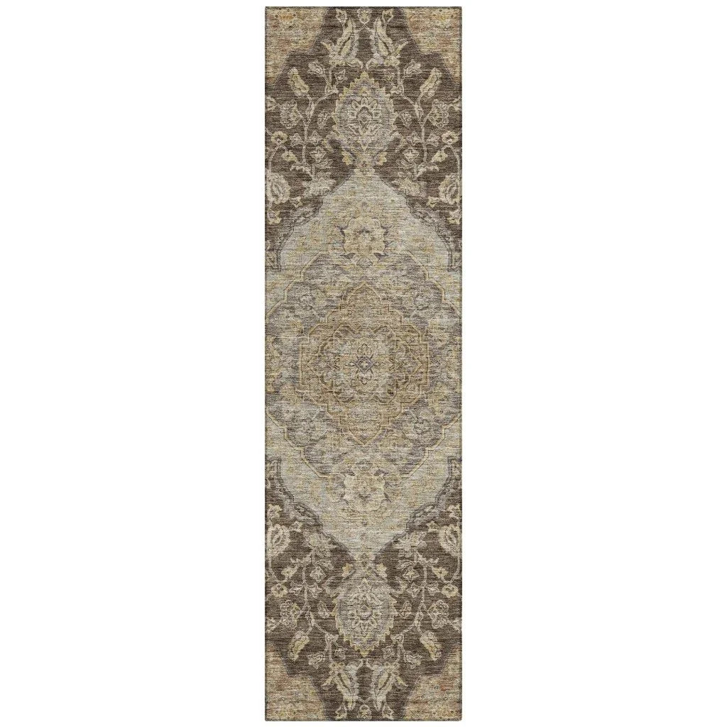 LOOMLAN Rugs Celia Brown Washable Indoor-Outdoor Rug