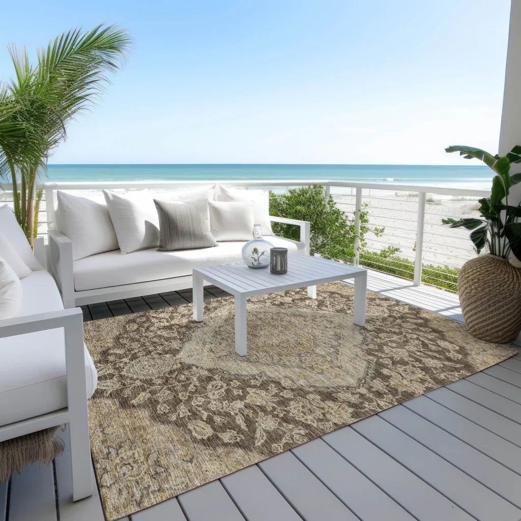 LOOMLAN Rugs Celia Brown Washable Indoor-Outdoor Rug