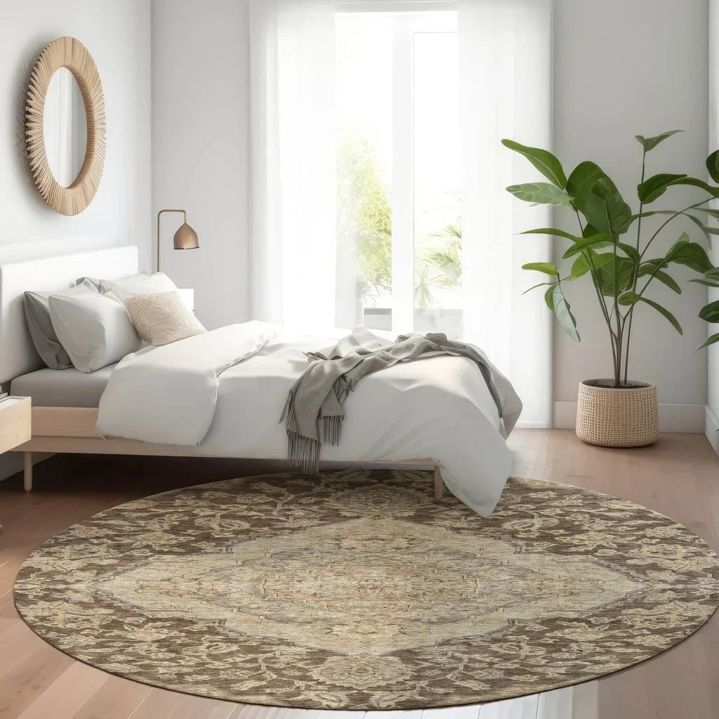 LOOMLAN Rugs Celia Brown Washable Indoor-Outdoor Rug