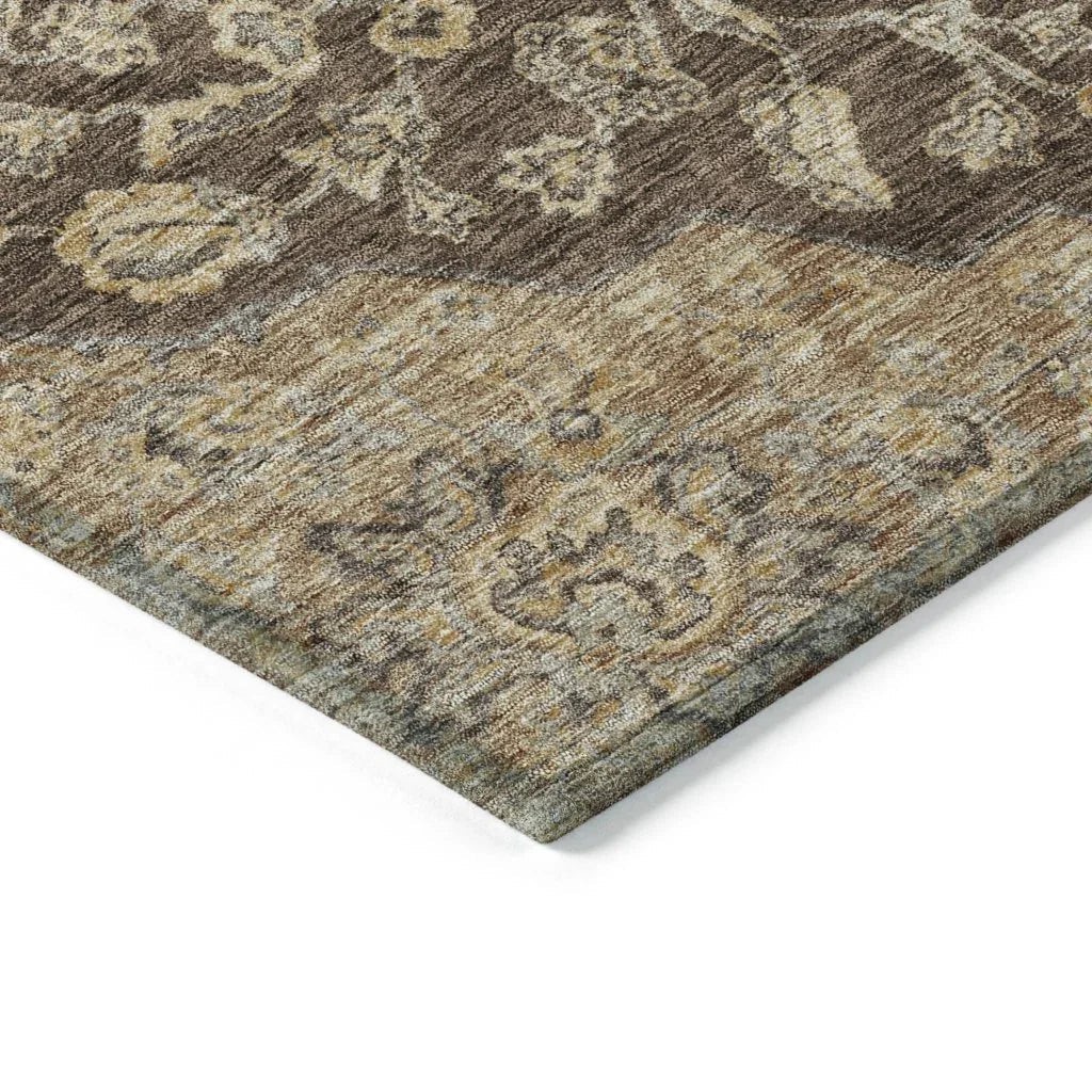 LOOMLAN Rugs Celia Brown Washable Indoor-Outdoor Rug