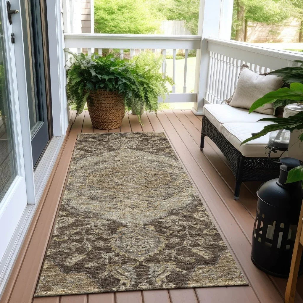 LOOMLAN Rugs Celia Brown Washable Indoor-Outdoor Rug
