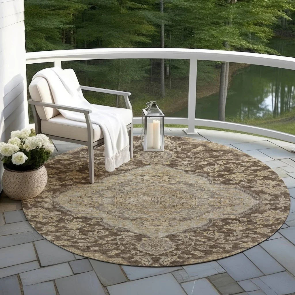 LOOMLAN Rugs Celia Brown Washable Indoor-Outdoor Rug
