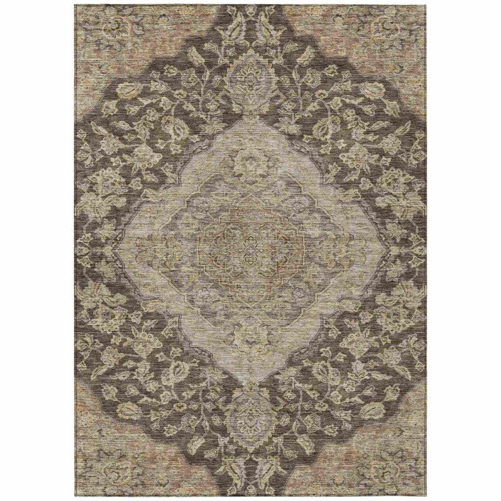 LOOMLAN Rugs Celia Brown Washable Indoor-Outdoor Rug