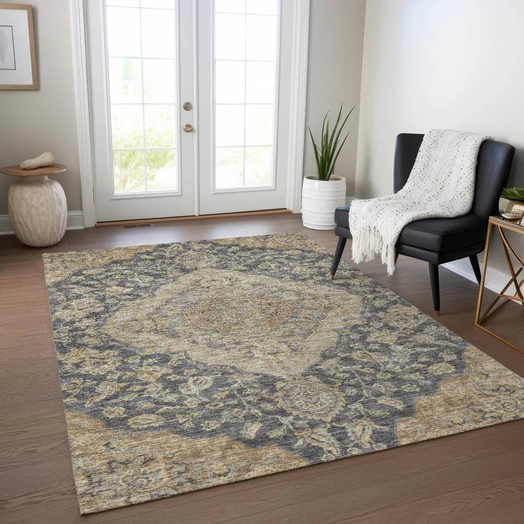 LOOMLAN Rugs Celia Gray Washable Indoor-Outdoor Rug