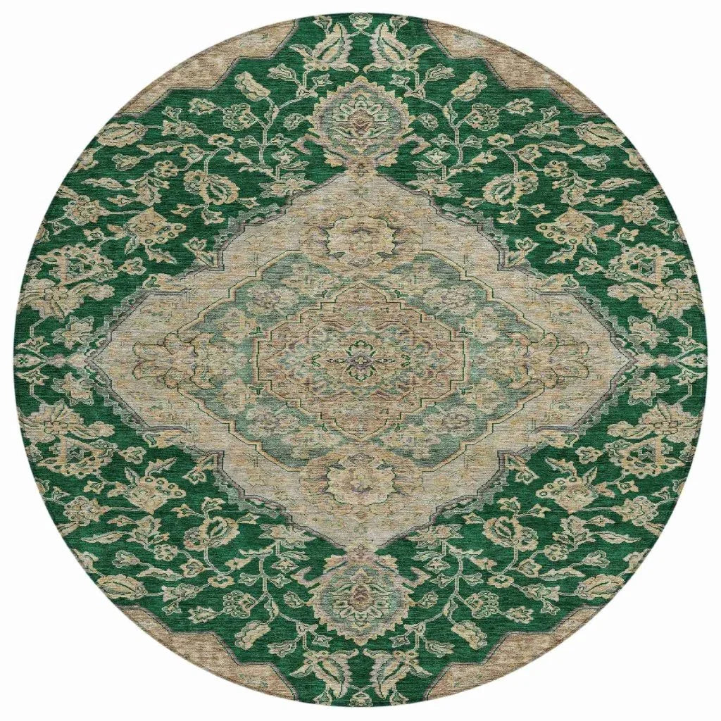 LOOMLAN Rugs Celia Green Washable Indoor-Outdoor Rug