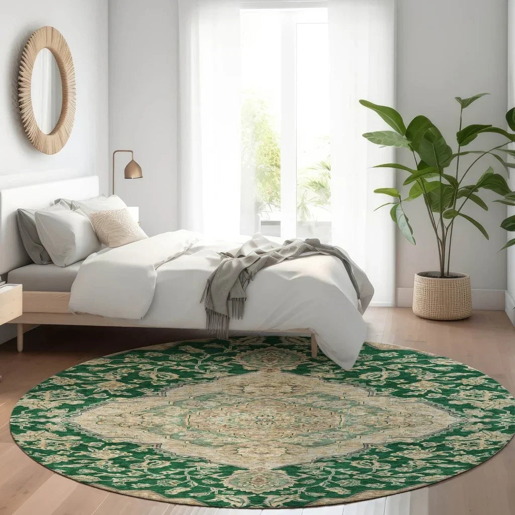 LOOMLAN Rugs Celia Green Washable Indoor-Outdoor Rug