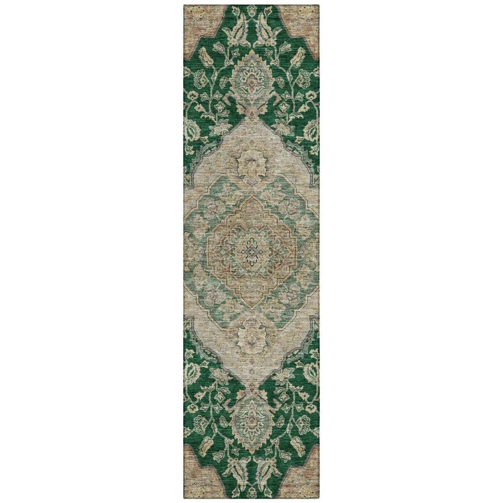 LOOMLAN Rugs Celia Green Washable Indoor-Outdoor Rug