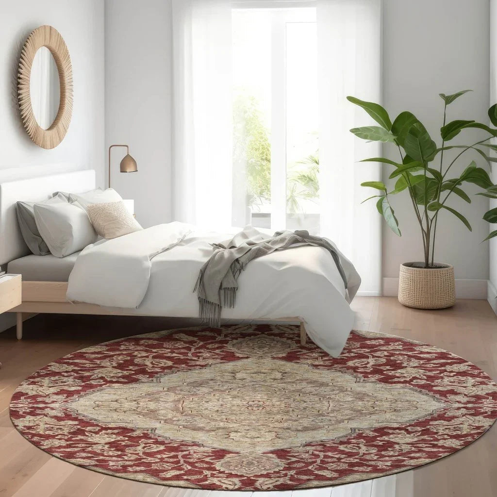 LOOMLAN Rugs Celia Red Washable Indoor-Outdoor Rug