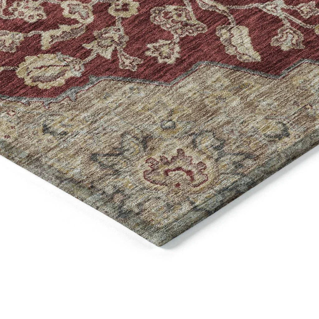 LOOMLAN Rugs Celia Red Washable Indoor-Outdoor Rug