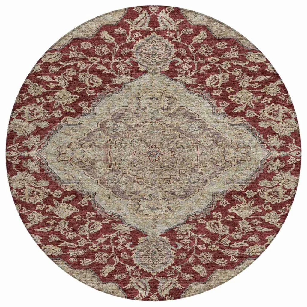 LOOMLAN Rugs Celia Red Washable Indoor-Outdoor Rug