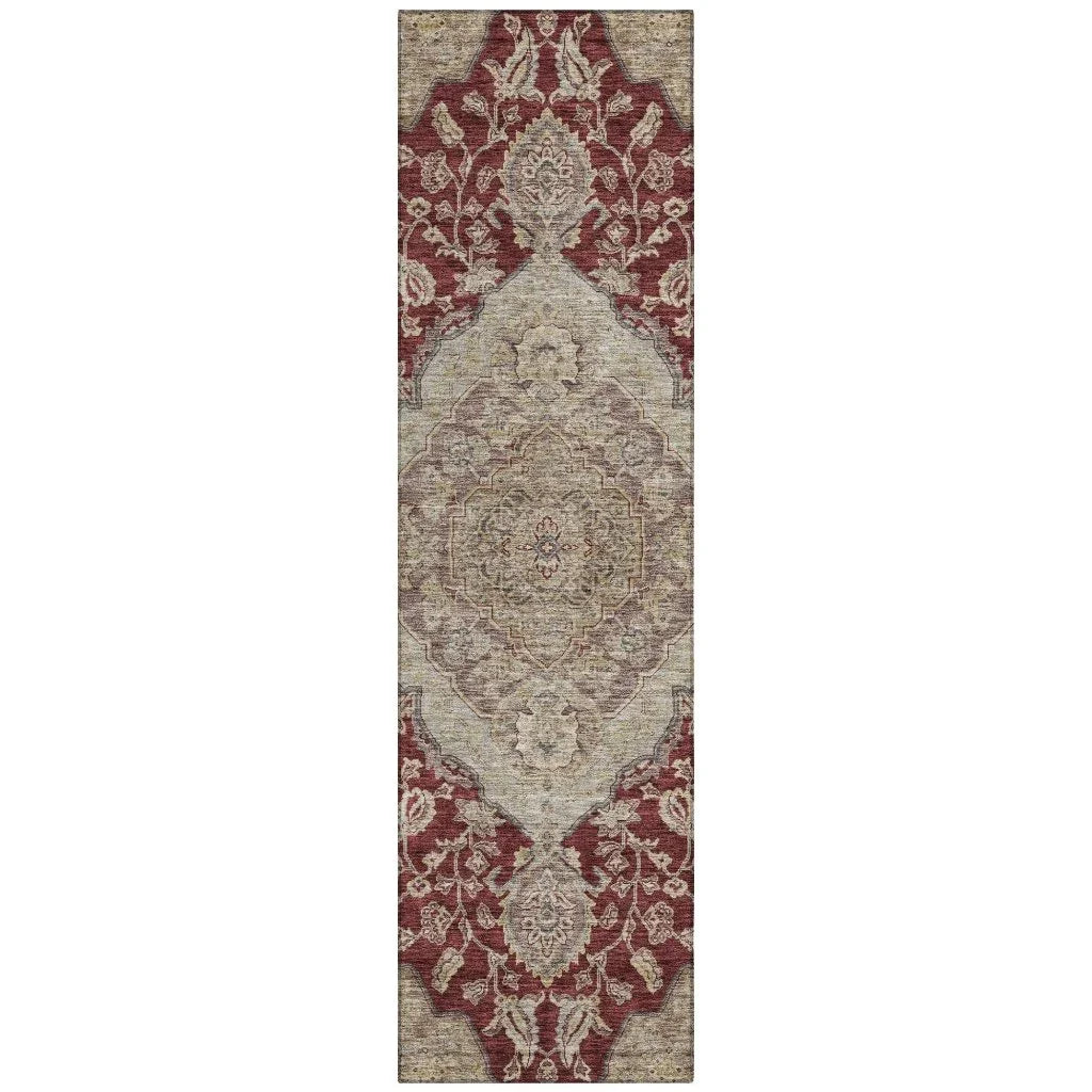 LOOMLAN Rugs Celia Red Washable Indoor-Outdoor Rug