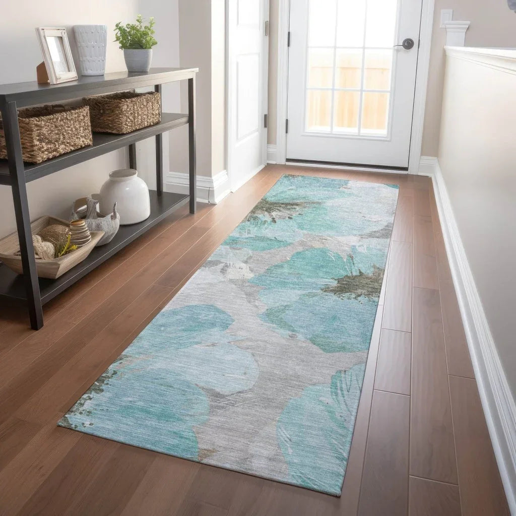 LOOMLAN Rugs Celuve Teal Washable Indoor-Outdoor Rug