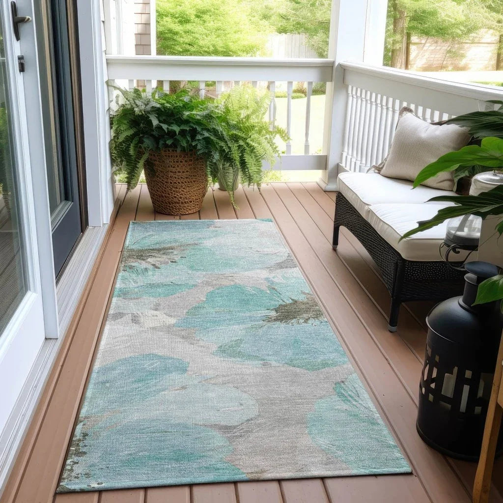 LOOMLAN Rugs Celuve Teal Washable Indoor-Outdoor Rug
