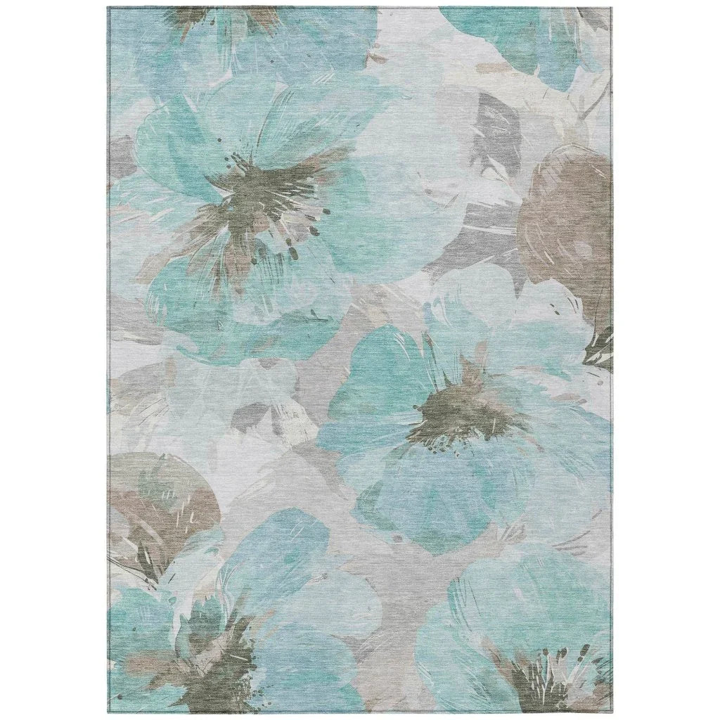 LOOMLAN Rugs Celuve Teal Washable Indoor-Outdoor Rug