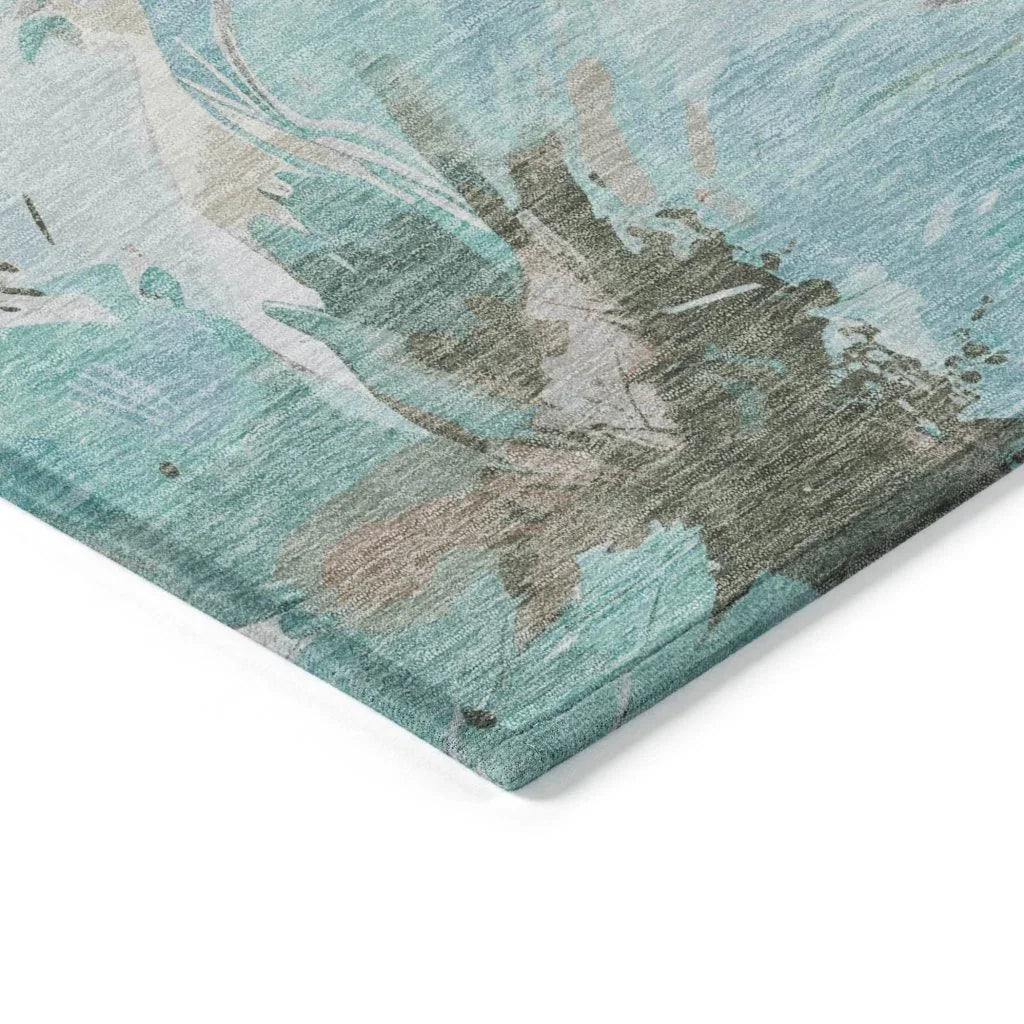 LOOMLAN Rugs Celuve Teal Washable Indoor-Outdoor Rug