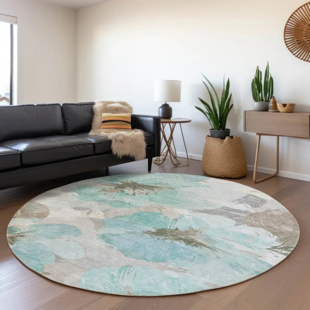 LOOMLAN Rugs Celuve Teal Washable Indoor-Outdoor Rug